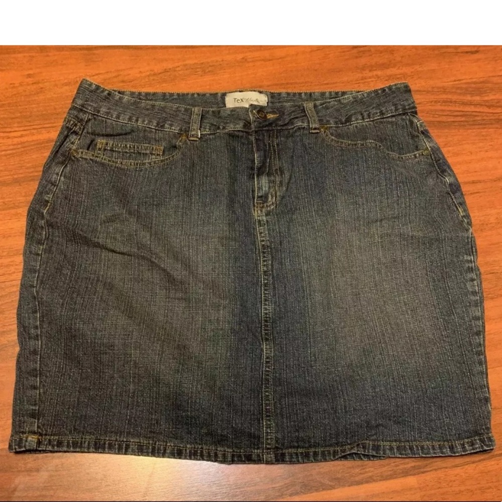 Tex by Max Azria Sz 14 Jean Midi Skirt Distressed